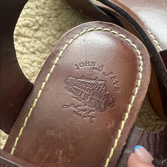 Frye Brown Leather Clog Wooden 4" Heel Strappy Sandal Stud Sz 9 - Picture 8 of 10